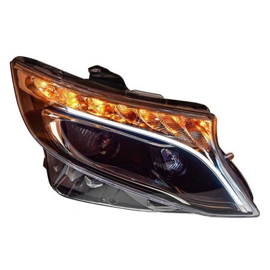 Μπροστινά Φανάρια Set Για Mercedes-Benz Vito W447 14+ DRL Led Tube & Led Signal Dynamic Μαύρα Με Μοτέρ Carner