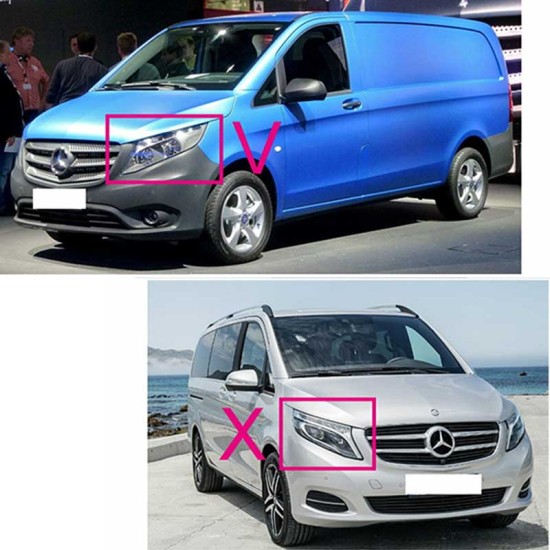 Μπροστινά Φανάρια Set Για Mercedes-Benz Vito W447 14+ DRL Led Tube & Led Signal Dynamic Μαύρα Με Μοτέρ Carner
