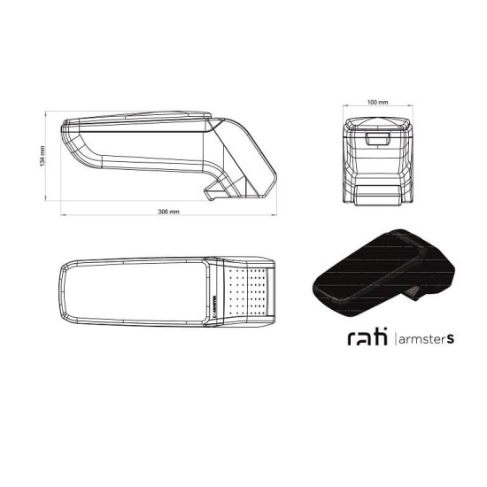 Κονσόλα Χειροφρένου Τεμπέλης Armster S Για Citroen C1 2005-2014 / Peugeot 107 2005-2014 / Toyota Aygo 2005-2014 Μαύρο Χρώμα