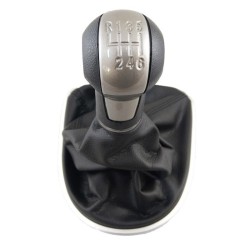 Πόμολο Λεβιέ Ταχυτήτων Με Φυσούνα Μαρκέ Μαύρο/Ασημί Για Seat Leon 2/Toledo 3  Με 6 Ταχύτητες GK0342