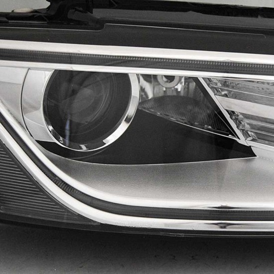 Μπροστινά Φανάρια Set Για Audi Q5 8R 12-17 TRU DRL Led Tube Χρωμίου H7/H7 Με Μοτέρ Depo