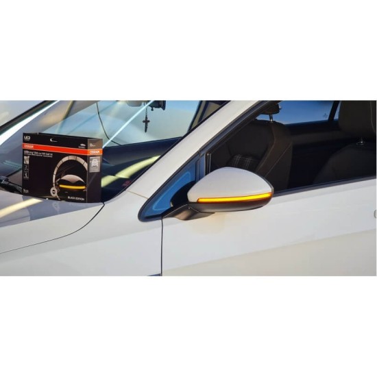Φλας Καθρέπτη Για Vw Golf 7 VII 2012-2016 / 7.5 FL 2017+ / Touran II 2015+ Osram Dynamic Led Μαύρο 2 Τεμάχια