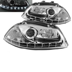 Μπροστινά Φανάρια Set Για Seat Ibiza 6L 02-08 DRL Χρωμίου H1/H1 Sonar