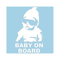 Αυτοκόλλητο "Baby On Board" Λευκό 18x10cm 1 Τεμάχιο