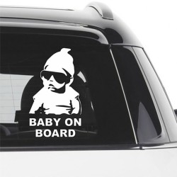 Αυτοκόλλητο "Baby On Board" Λευκό 18x10cm 1 Τεμάχιο