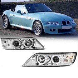 Μπροστινά Φανάρια Set Για Bmw Z3 95-02 Angel Eyes Χρωμίου H1/H1 Sonar