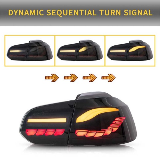 Πισινά Φανάρια Set Για Vw Golf VI (6) 08-12 Full Led Dynamic OLED Smoke VLand