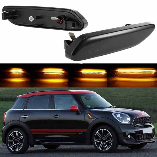 Πλαϊνά Φλας Φτερού Για Mini Cooper Countryman R60 12-17 / Paceman R61 12-17 Led Dynamic Φιμέ 2 Τεμάχια