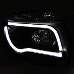 Μπροστινά Φανάρια Set Για Dacia Duster 10-14 DRL & Led Tube Μαύρα H7/H1 Sonar