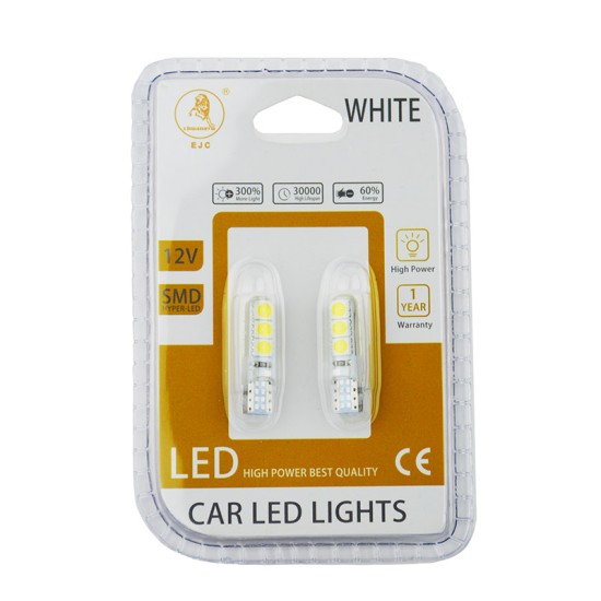 Λάμπες Led T10 12volt 6 Led Λευκές Auto GS 600242 2 Τεμάχια