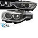 Μπροστινά Φανάρια Set Για Bmw 3 F30/F31 11-15 Led Angel Eyes Μαύρα H7/H7 Με Μοτέρ Depo