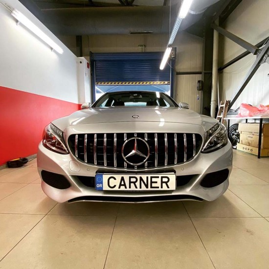Μάσκα Για Mercedes-Benz C-Class W205 14+ GT Amg Panamericana Look Μαύρο/Χρώμιο 1 Τεμάχιο