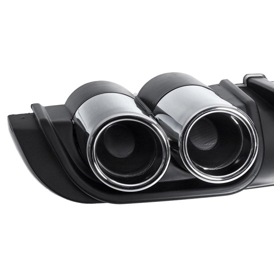 Diffuser Πίσω Προφυλακτήρα Universal Sport Look Μαύρο / Ασημί Με Διακοσμητικές Μπούκες Εξάτμισης Από Abs Πλαστικό 130cm x 19cm x 7cm 1 Τεμάχιο