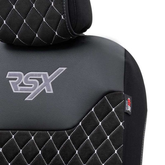 Ημικάλυμμα Αυτοκινήτου Otom RSX Diamond Sued / Δερματίνη Κεντητή Καπιτονέ Μαύρο Με Άσπρη Ραφή RSXT-102 1 Τεμάχιο