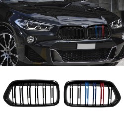 Καρδιές Μάσκας Για Bmw X2 F39 18+ M4 Look Με Διπλή Γρίλια Tri-Color Μαύρο Γυαλιστερό 2 Τεμάχια Καρδιές Μάσκας Για Bmw X2 F39 18+ M4 Look Με Διπλή Γρίλια Tri-Color Μαύρο Γυαλιστερό 2 Τεμάχια