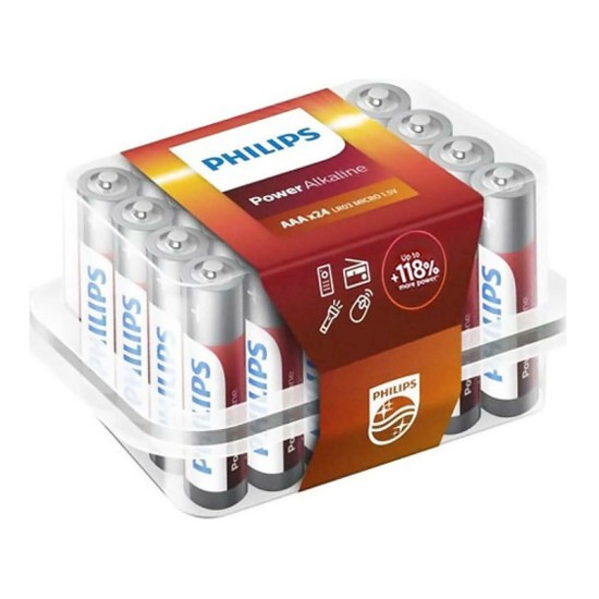 Αλκαλικές Μπαταρίες ΑΑΑ LR03 1,5V Philips Power 24 Τεμάχια