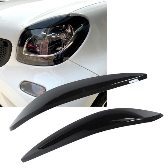 Φρυδάκια Μπροστινών Φαναριών Για Smart ForTwo 453 2014+ Βαμμένα Μάυρο Γυαλιστερό Χρώμα 2 Τεμάχια