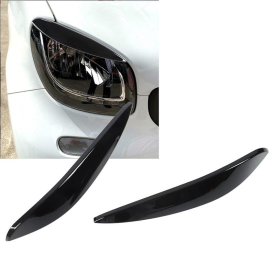 Φρυδάκια Μπροστινών Φαναριών Για Smart ForTwo 453 2014+ Βαμμένα Μάυρο Γυαλιστερό Χρώμα 2 Τεμάχια