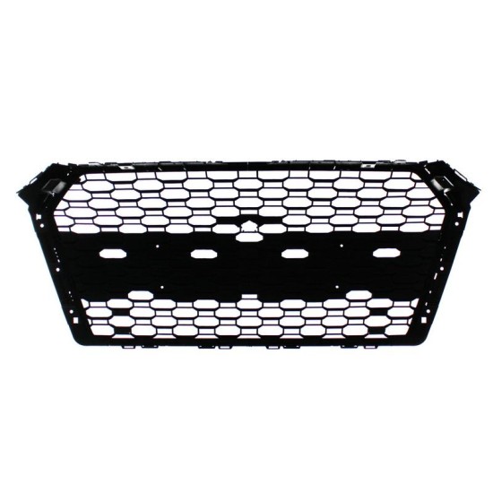 Μάσκα Για Audi A4 B9 16-19 RS4 Look Κυψελωτή Γυαλιστερό Μαύρο 1 Τεμάχιο Made in Taiwan