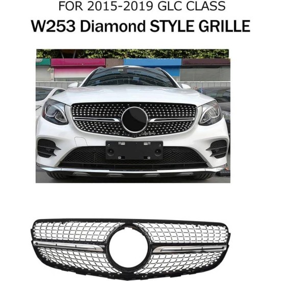 Μάσκα Για Mercedes-Benz GLC-Class X253 15-20 Diamond Look Μαύρο/Χρώμιο