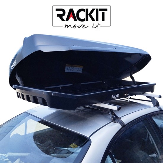 Μπαγκαζιέρα Οροφής Αυτοκινήτου Rackit Star 480lt Μαύρη Γυαλιστερή Με Διπλό Άνοιγμα & Quick Fix Τοποθέτηση