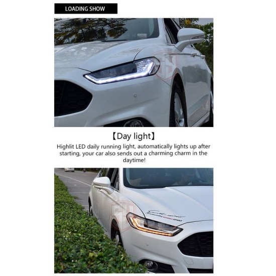 Μπροστινά Φανάρια Set Για Ford Mondeo mk5 13-16 DRL Chrome H7/Led Με Φλας Dynamic Carner