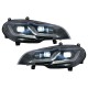 Μπροστινά Φανάρια Set Για Bmw X5 E70 07-14 Double L LED Bar Μαύρα Upgrade Xenon To Led Με Μοτέρ Carner