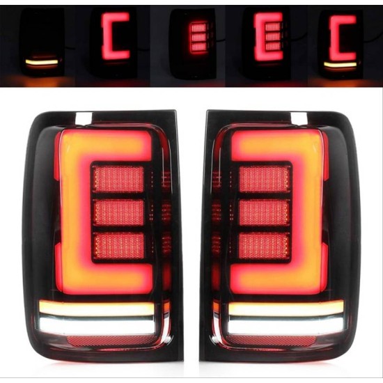 Πισινά Φανάρια Set Για VW Amarok 10-21 Full Led Bar Dynamic Φλας Μαύρο / Φιμέ Carner