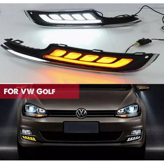 DRL Set Για VW Golf VII (7) 13-17 Με Απλό Προφυλακτήρα DRL & Φλας Dynamic 2 Τεμάχια