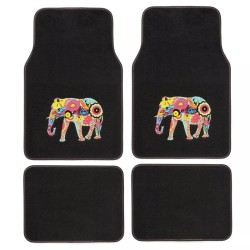 Πατάκια Αυτοκινήτου Universal Μοκέτα "Girly Fashion Collection" Car+ Μαύρη Με Ροζ Ρέλι Και Ελέφαντα 4 Pieces