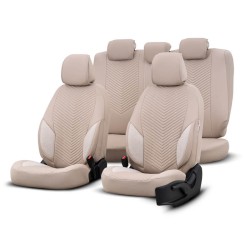 Καλύμματα Αυτοκινήτου Otom "Advanced Leather" Universal Δερματίνη / Λινό Ύφασμα Σετ Εμπρός / Πίσω 11 Τεμαχίων Μπεζ ΑDV-105