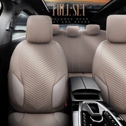 Καλύμματα Αυτοκινήτου Otom "Advanced Leather" Universal Δερματίνη / Λινό Ύφασμα Σετ Εμπρός / Πίσω 11 Τεμαχίων Μπεζ ΑDV-105
