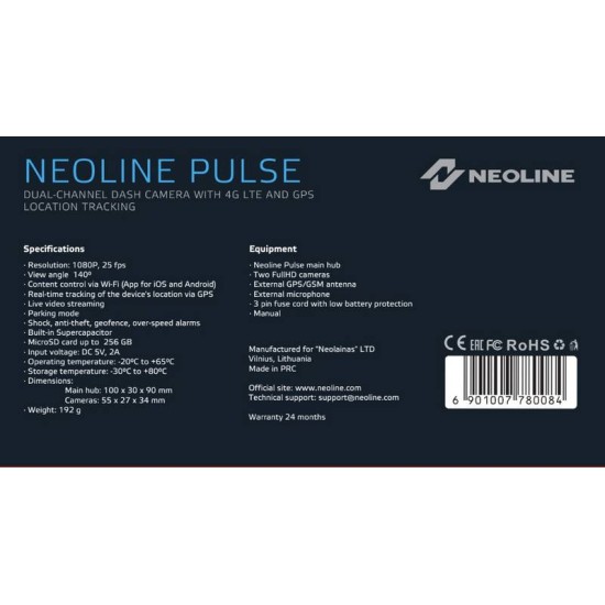 Κάμερα Καταγραφής Πορείας 2 Channel Wi-fi FHD+HD Neoline Pulse Κάμερα Καταγραφής Πορείας 2 Channel Wi-fi FHD+HD Neoline Pulse