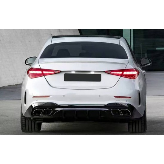 Diffuser Πίσω Προφυλακτήρα Για Mercedes-Benz C-Class W206 S206 Sport Line 2021+ C63 Look Με 2 Διπλές Εξατμίσεις Δεξιά & Αριστερά Μαύρες Από Abs Πλαστικό 1 Τεμάχιο