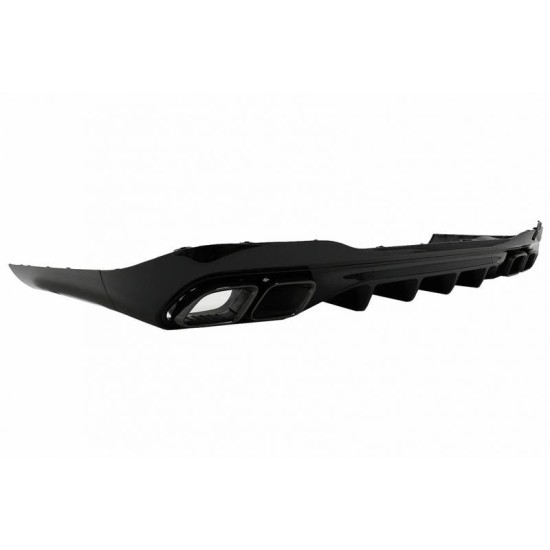 Diffuser Πίσω Προφυλακτήρα Για Mercedes-Benz C-Class W206 S206 Sport Line 2021+ C63 Look Με 2 Διπλές Εξατμίσεις Δεξιά & Αριστερά Μαύρες Από Abs Πλαστικό 1 Τεμάχιο