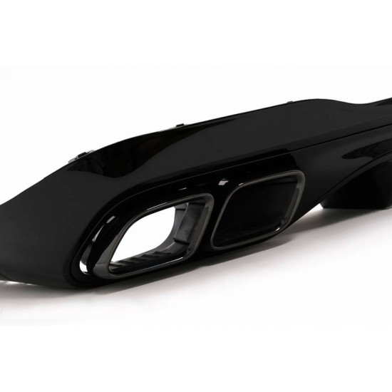 Diffuser Πίσω Προφυλακτήρα Για Mercedes-Benz C-Class W206 S206 Sport Line 2021+ C63 Look Με 2 Διπλές Εξατμίσεις Δεξιά & Αριστερά Μαύρες Από Abs Πλαστικό 1 Τεμάχιο