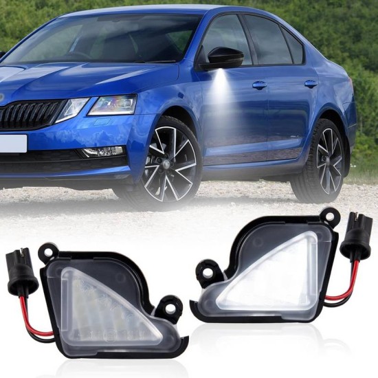 Φως Καθρέπτη Για  Skoda Octavia 1Z 2009-2013  , 5E 2013-2016 , Superb 2008-2015 SMD Led 6000K Λευκά 2 Τεμάχια