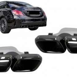 Μπούκες Εξάτμισης Για Mercedes-Benz C-Class W205 / E-Class W213 / S-Class W222 / GLE C292 / GLE W166 / GLC W253 Amg Look Black Edition 2 Τεμάχια