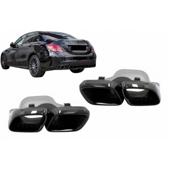 Μπούκες Εξάτμισης Για Mercedes-Benz C-Class W205 / E-Class W213 / S-Class W222 / GLE C292 / GLE W166 / GLC W253 Amg Look Black Edition 2 Τεμάχια