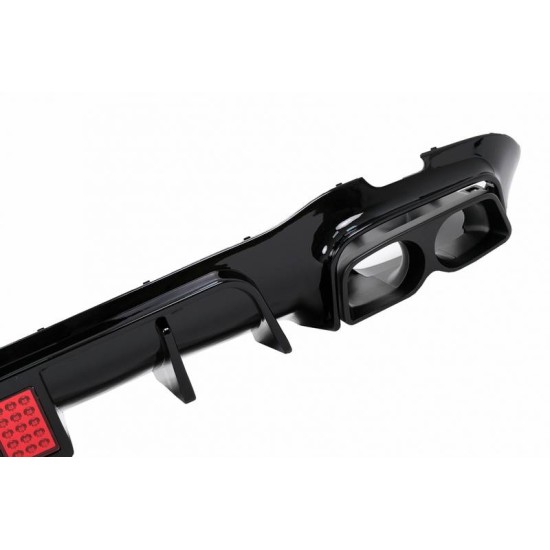 Diffuser Πίσω Προφυλακτήρα Για Mercedes-Benz E-Class W213 16-19 Με Amg Line Προφυλακτήρα Μαύρο Brabus Look Με Μαύρες Μπούκες
