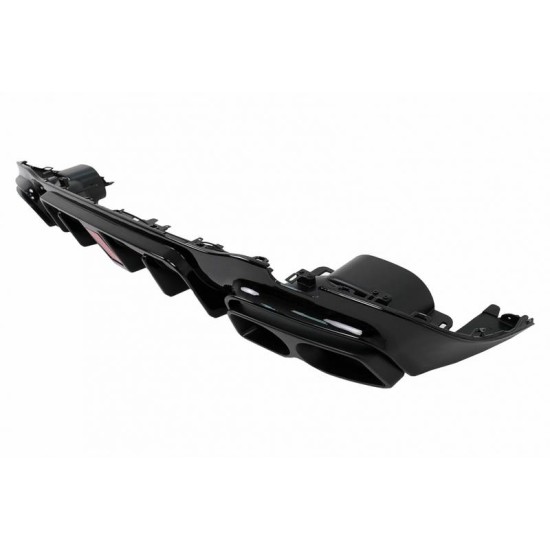 Diffuser Πίσω Προφυλακτήρα Για Mercedes-Benz E-Class W213 16-19 Με Amg Line Προφυλακτήρα Μαύρο Brabus Look Με Μαύρες Μπούκες