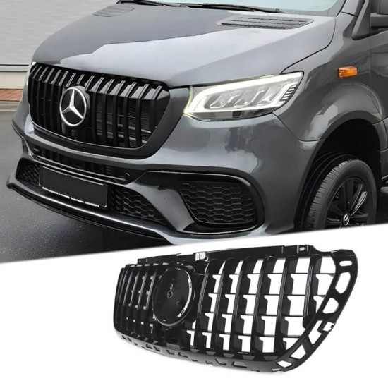 Μάσκα Για Mercedes-Benz Sprinter W907 18-26 GT Amg Panamericana Μαύρο Γυαλιστερό  1 Τεμάχιο