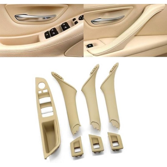 Χειρολαβές Πόρτας Εσωτερικές Σετ Για Bmw 5 F10 Εμπρός & Πίσω Δεξιά & Αριστερά 7 Τεμάχια Μπεζ