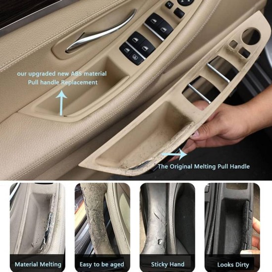 Χειρολαβές Πόρτας Εσωτερικές Σετ Για Bmw 5 F10 Εμπρός & Πίσω Δεξιά & Αριστερά 7 Τεμάχια Μπεζ