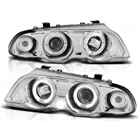 Μπροστινά Φανάρια Set Για Bmw 3 E46 Sedan/Caravan 99-01 Angel Eyes Χρωμίου H1/H1 Sonar