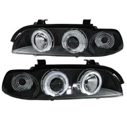 Μπροστινά Φανάρια Set Για Bmw 5 E39 95-00 Angel Eyes & Led Μαύρα H1/H1 Με Μοτέρ Sonar Μπροστινά Φανάρια Set Για Bmw 5 E39 95-00 Angel Eyes & Led Μαύρα H1/H1 Με Μοτέρ Sonar