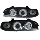 Μπροστινά Φανάρια Set Για Bmw 5 E39 95-00 Angel Eyes & Led Μαύρα H1/H1 Με Μοτέρ Sonar