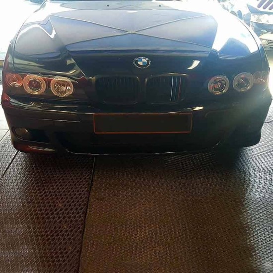 Μπροστινά Φανάρια Set Για Bmw 5 E39 95-00 Angel Eyes & Led Μαύρα H1/H1 Με Μοτέρ Sonar