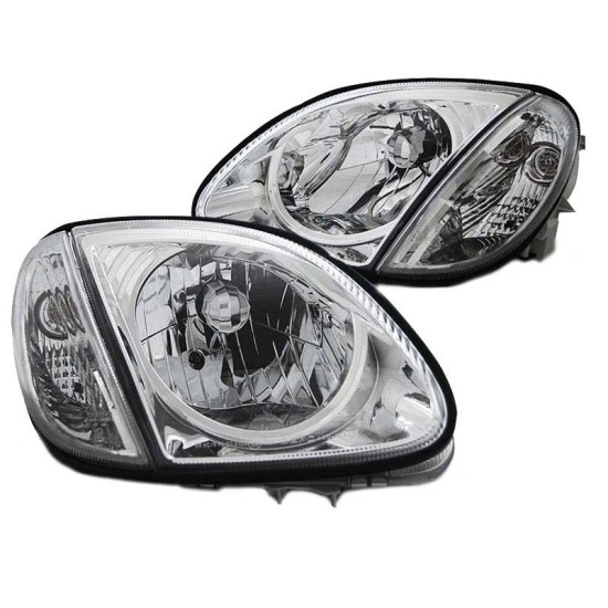 Μπροστινά Φανάρια Set Για Mercedes-Benz SLK R170 96-04 Χρωμίου H4 Ρύθμιση Αέρος Depo
