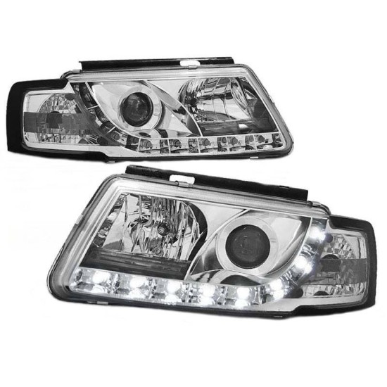 Μπροστινά Φανάρια Set Για Vw Passat 3B 96-00 TRU DRL Χρωμίου H1/H1 Sonar